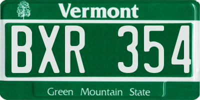 VT license plate BXR354