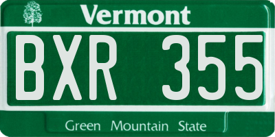 VT license plate BXR355