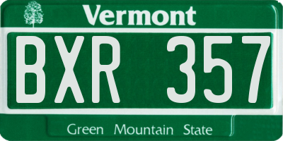 VT license plate BXR357