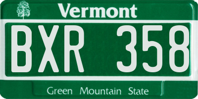 VT license plate BXR358