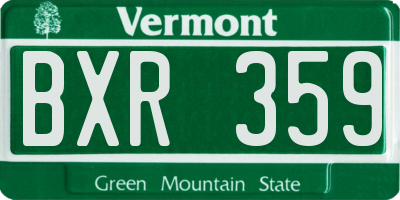VT license plate BXR359