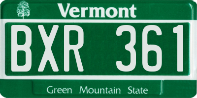 VT license plate BXR361