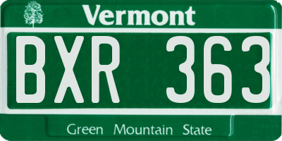 VT license plate BXR363