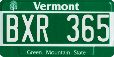 VT license plate BXR365