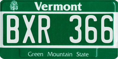 VT license plate BXR366