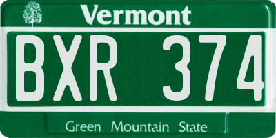 VT license plate BXR374