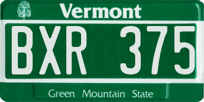 VT license plate BXR375