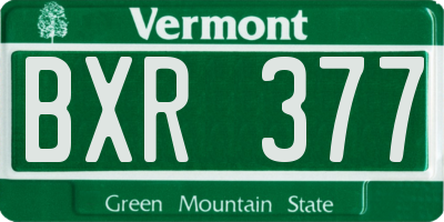 VT license plate BXR377