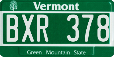VT license plate BXR378