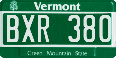 VT license plate BXR380