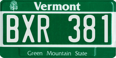 VT license plate BXR381