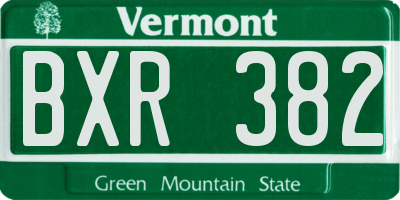VT license plate BXR382