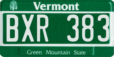 VT license plate BXR383