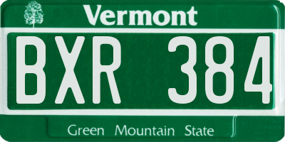 VT license plate BXR384
