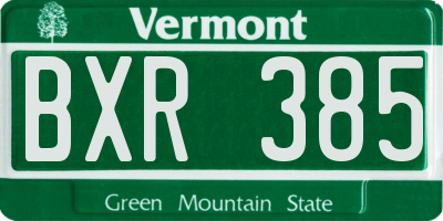VT license plate BXR385