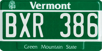VT license plate BXR386