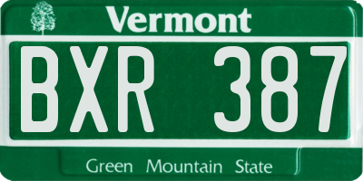VT license plate BXR387