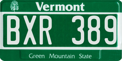 VT license plate BXR389