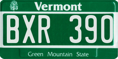VT license plate BXR390