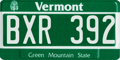 VT license plate BXR392