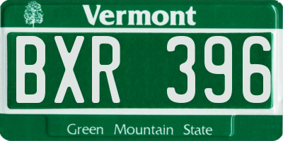 VT license plate BXR396