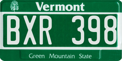 VT license plate BXR398