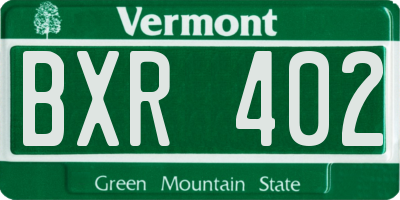 VT license plate BXR402