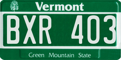 VT license plate BXR403