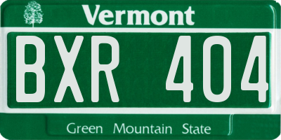 VT license plate BXR404