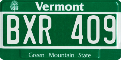 VT license plate BXR409
