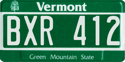 VT license plate BXR412