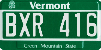 VT license plate BXR416