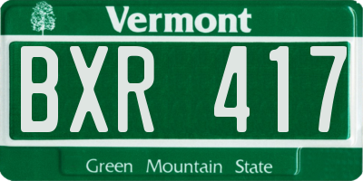 VT license plate BXR417