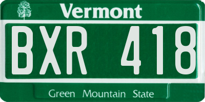 VT license plate BXR418