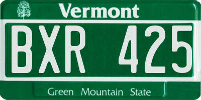 VT license plate BXR425