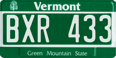 VT license plate BXR433