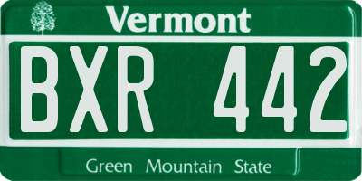 VT license plate BXR442