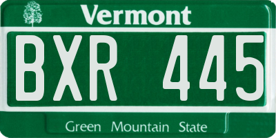 VT license plate BXR445
