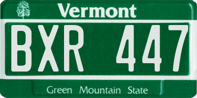VT license plate BXR447