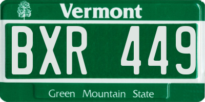VT license plate BXR449