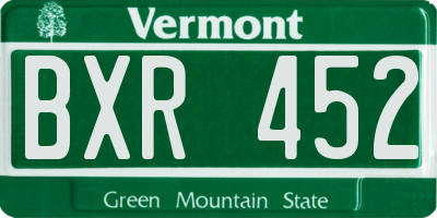 VT license plate BXR452