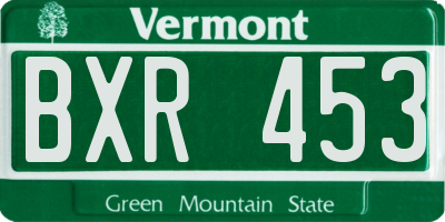 VT license plate BXR453