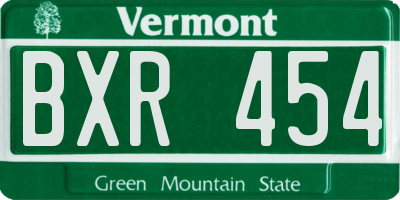 VT license plate BXR454