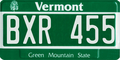 VT license plate BXR455