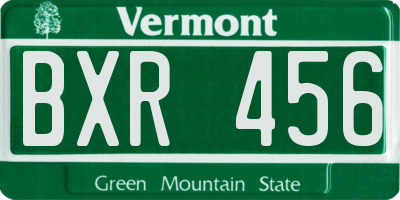 VT license plate BXR456