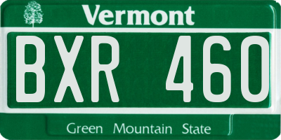 VT license plate BXR460