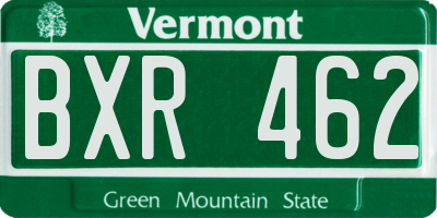 VT license plate BXR462