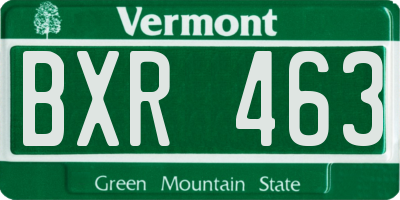 VT license plate BXR463