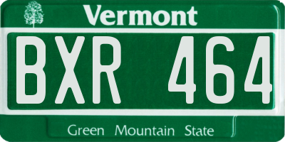 VT license plate BXR464