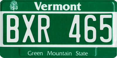 VT license plate BXR465